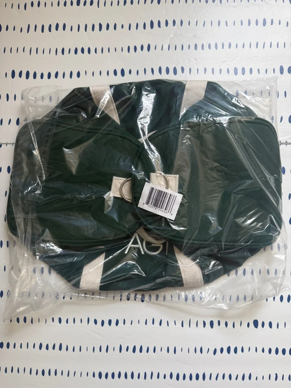 AG1 Forest Green Canvas Duffel with White Straps